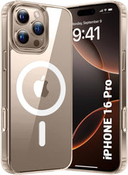 Premium Quality Anti Yellowing Magnetic Case for iPhone 16 Pro Compatible with MagSafe, Shockproof Phone Bumper Cover, Anti-Scratch Clear Back (Clear) (iPhone 16 Pro)
