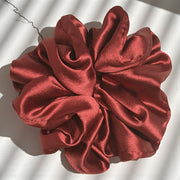 (Pack of 2) Premium Handmade Fluffy Satin Silk Luxe Scrunchie - Maroon