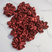 (Pack of 2) Premium Handmade Fluffy Satin Silk Luxe Scrunchie - Maroon