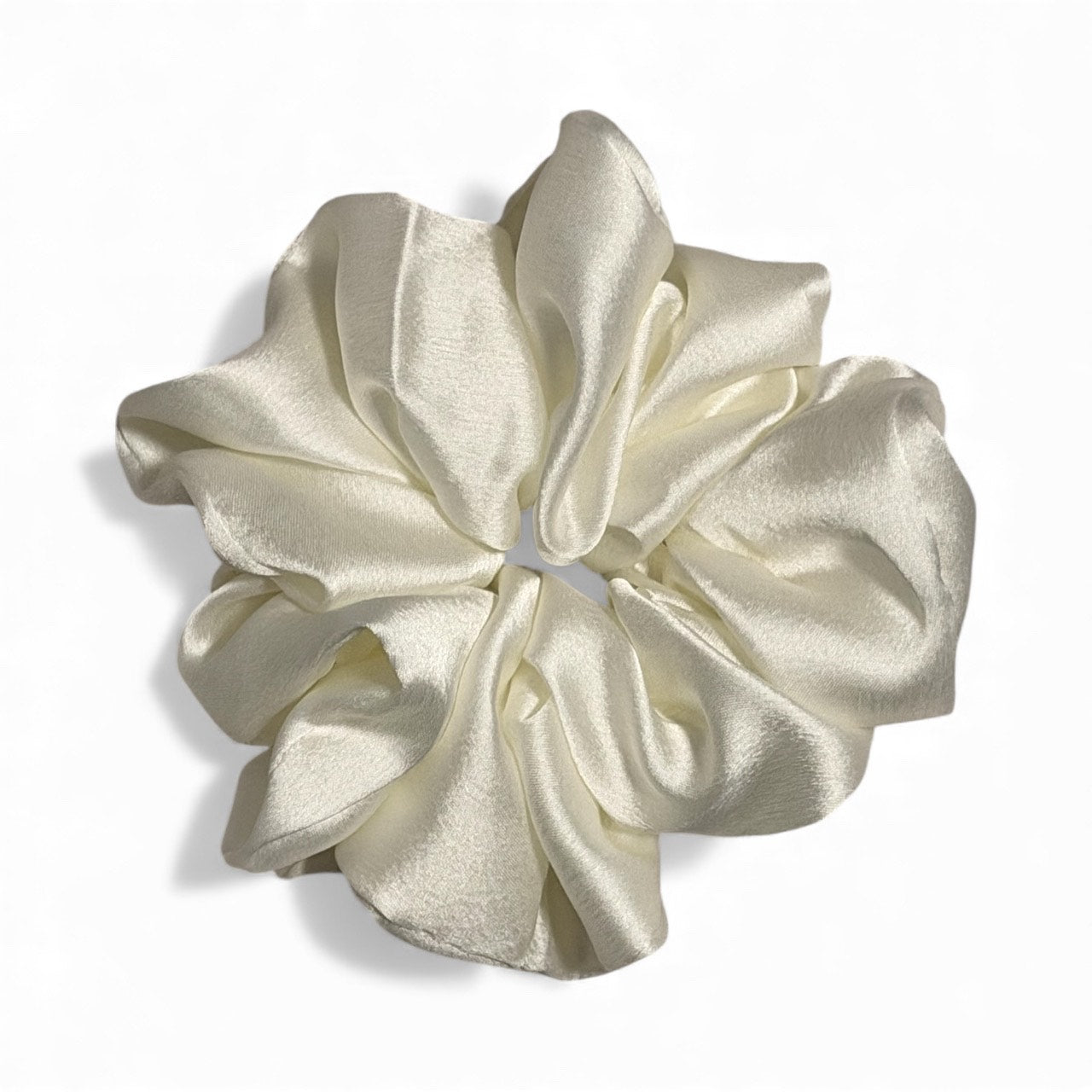 (Pack of 1) Premium Handmade Fluffy Satin Silk Luxe Scrunchie - Off White