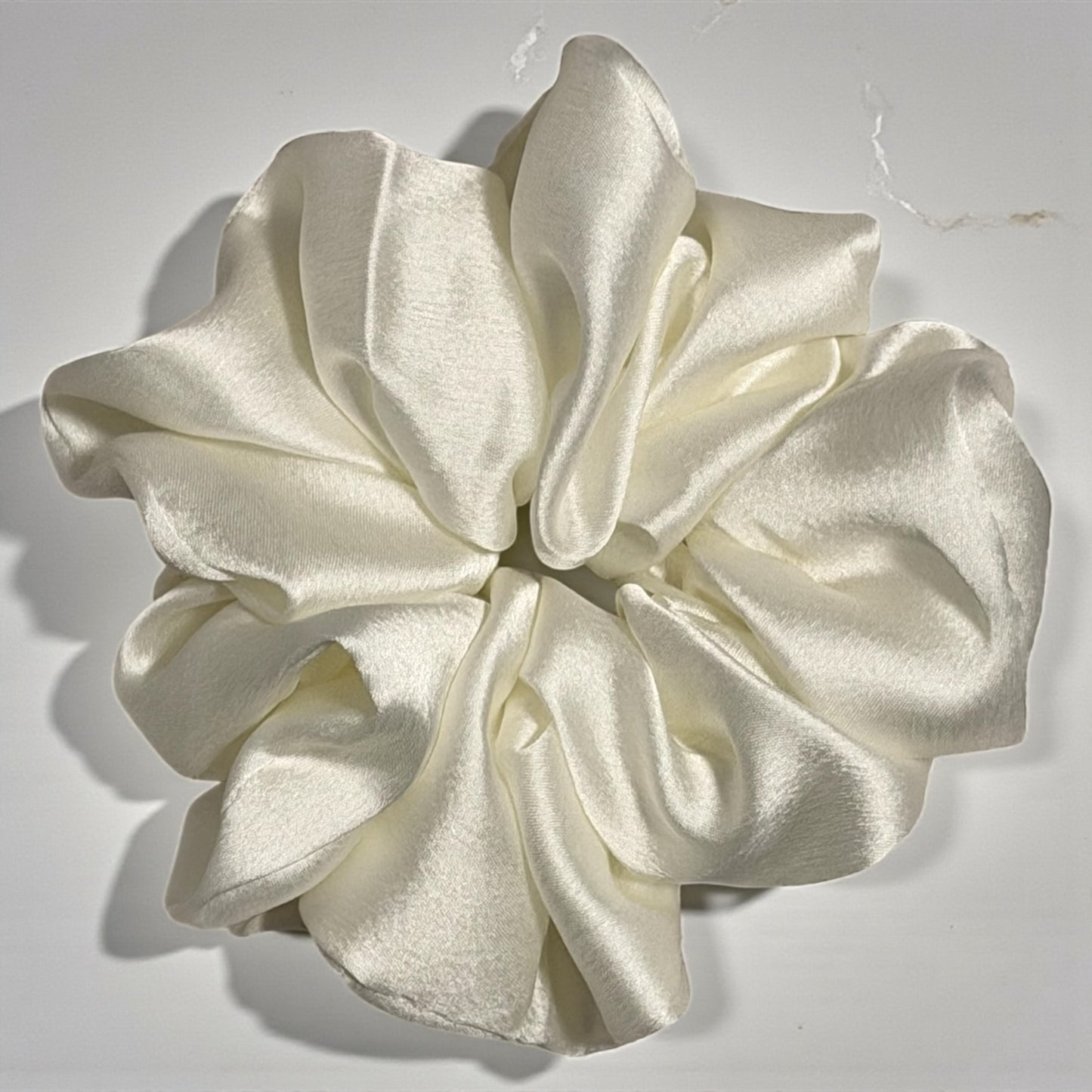 (Pack of 1) Premium Handmade Fluffy Satin Silk Luxe Scrunchie - Off White