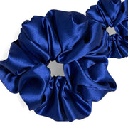 (Pack of 2) Premium Handmade Fluffy Satin Silk Luxe Scrunchie - Royal Blue