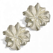 (Pack of 2) Premium Handmade Fluffy Satin Silk Luxe Scrunchie - Off White