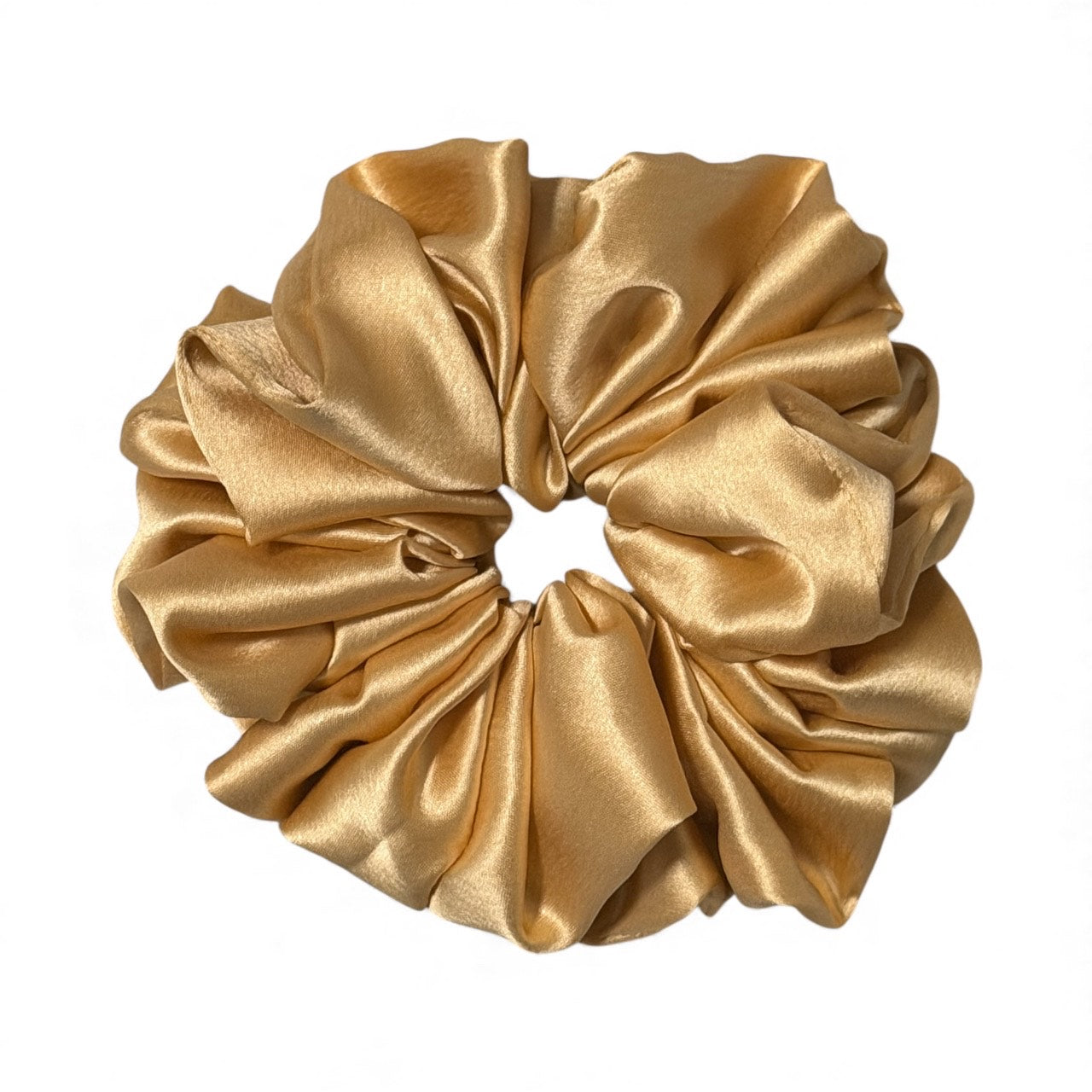 (Pack of 1) Premium Handmade Fluffy Satin Silk Luxe Scrunchie - Gold