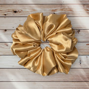 (Pack of 1) Premium Handmade Fluffy Satin Silk Luxe Scrunchie - Gold